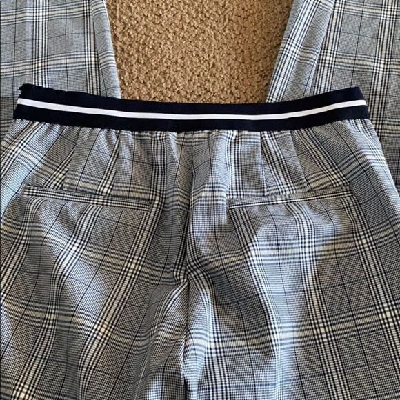 Zara Basic White, Blue & Black Plaid Dress Pants Elastic Waist Size M - Picture 6 of 8